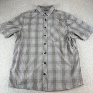 Alaskan Hardgear Button Down Mens‎ L Tall Gray Plaid Short Sleeve Performance